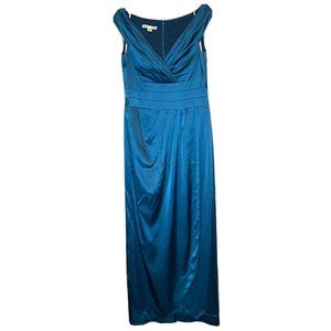 kay unger dress 12 Blue V Neck Cap Sleeve Long Maxi Wedding Mother Bride Groom